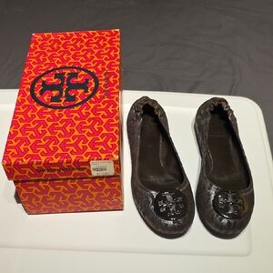 Tory Burch Dark Brown Leather Flats